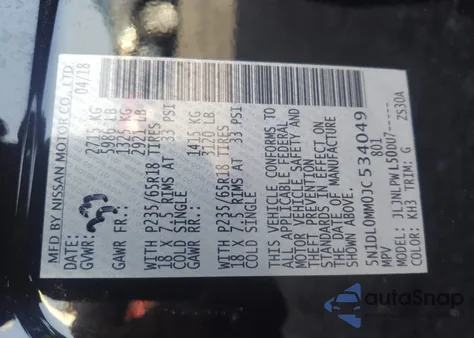 2018 Infiniti Qx60 from USA, damaged, VIN 5N1DL0MM0JC534049